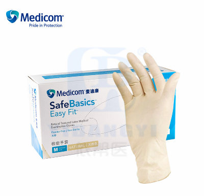 麦迪康(Medicom)1188加厚乳胶无粉橡胶手套 牙科实验室检查手套 100只/盒